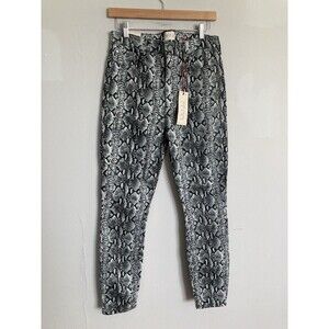 NEW Alice + Olivia Snake Print High Rise Skinny Jeans 30 Lyocell Cotton